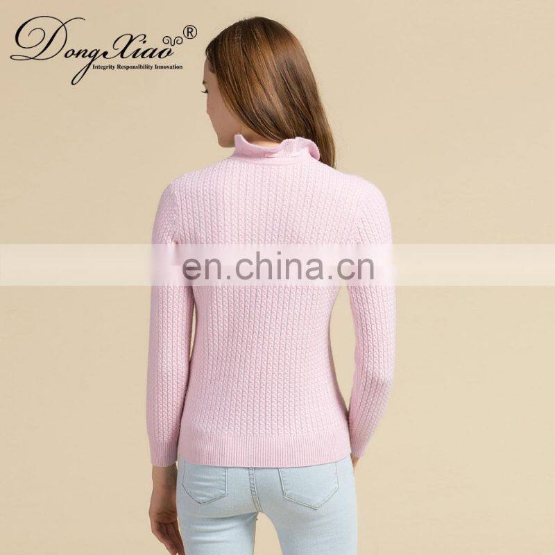 Wholesale Women's Keep Warm Pullover Pink Ladies Cable Cashmere Sweater