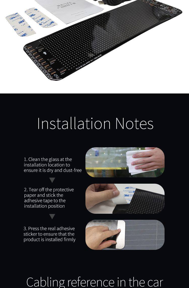 LED Pixel Soft Display Pattern Animation Mobile APP Control Flexible USB Car Screen DIY Text Wireless Lan Connection