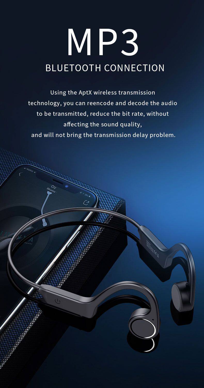 Bluetooth Wireless Headphones Bone Conduction Sports Earphones IP56 Headset Stereo Hands-free with microphone For Running