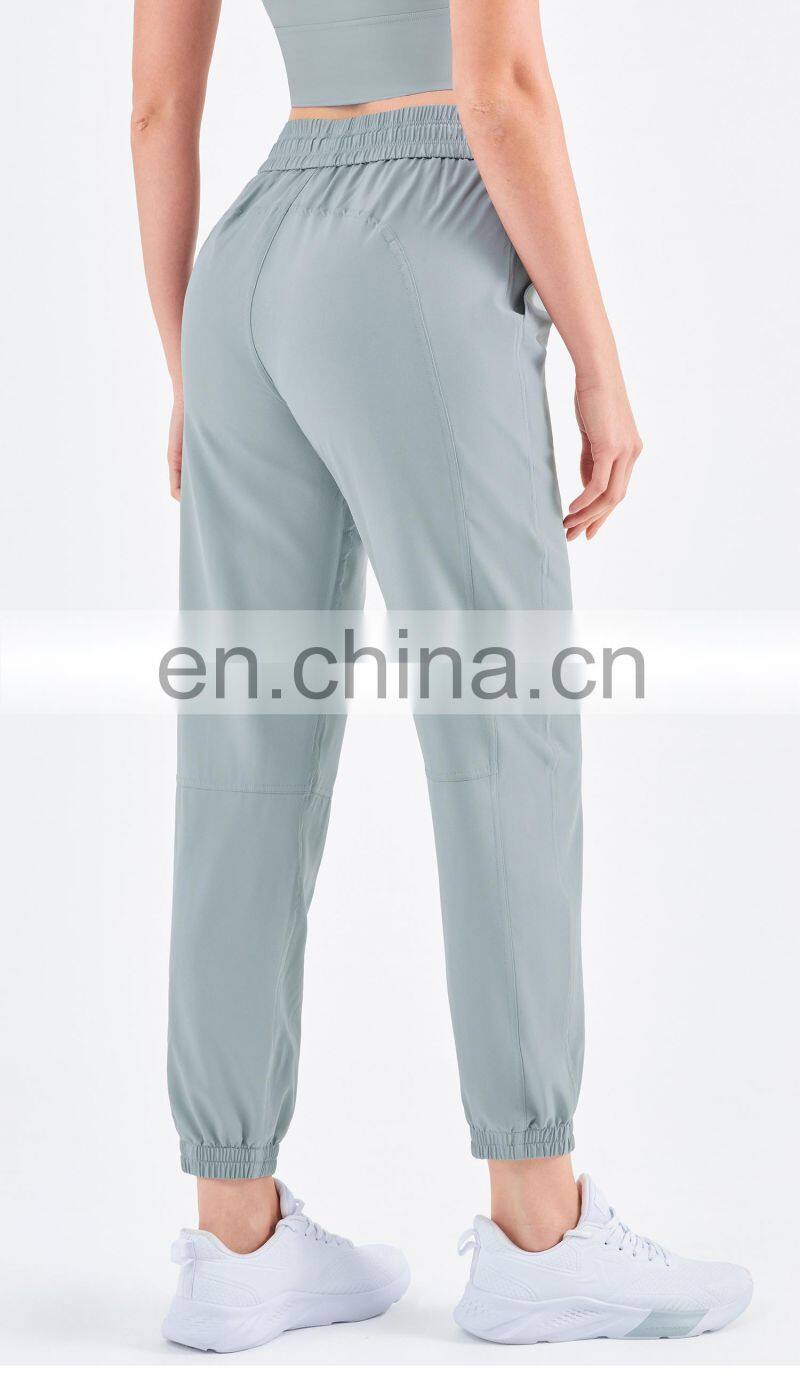 UV Protection Outdoor Sweatpants Drawstring Gym Jogger Woman Yoga Pants With Pocket