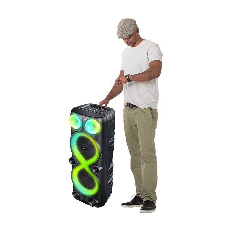 ZQS8238 super power 40W 8-inch*2 subwoofer wireless customized party speaker with colorful lights