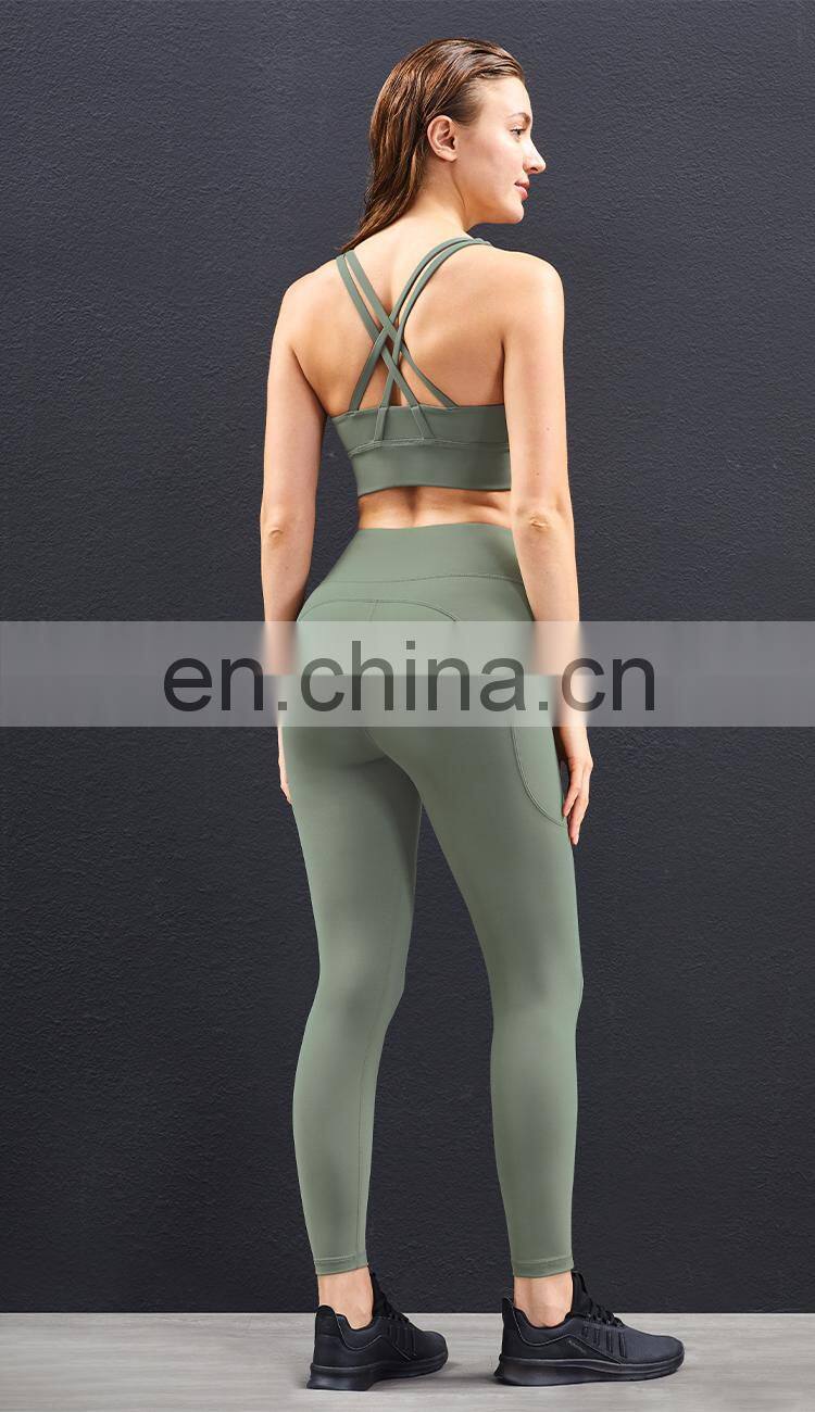 2022 Wholesale Sports Two Pieces Yoga Sets High Impact Gym Woman Yoga Clothes