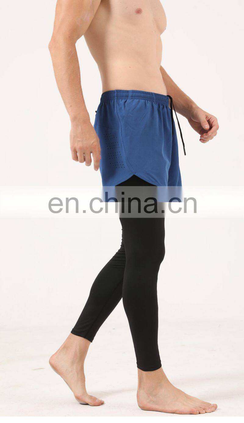 Quick-Drying Men's Leggings Casual Tights Body Two Pieces Running Fitness Sports Shorts