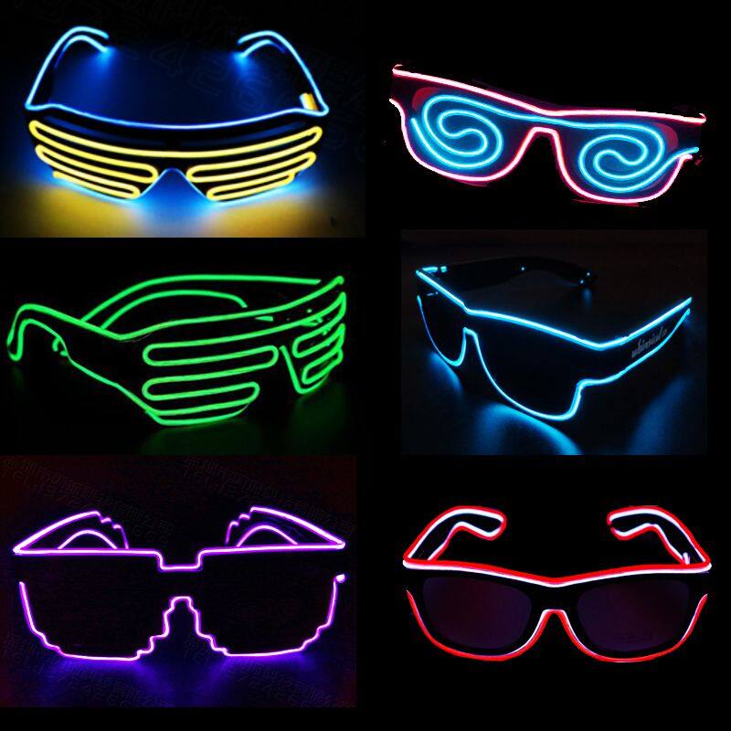 Party Decoration Black Lens USB Charging EL Light up Sunglasses Wireless Rechargeable LED Glasses