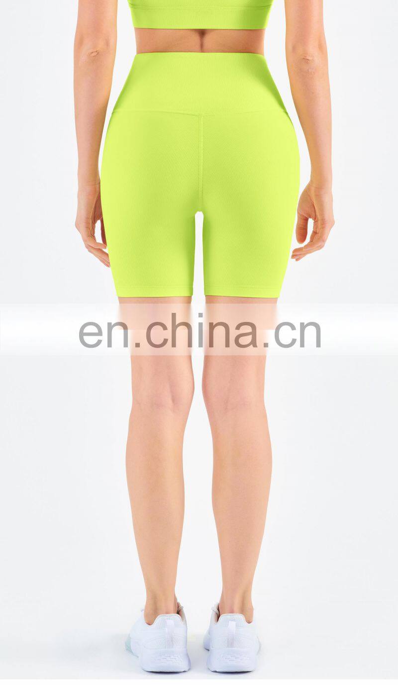 2022 Ribbed Biker Running Shorts For Women Gym Fitness Yoga Wear Without T Line