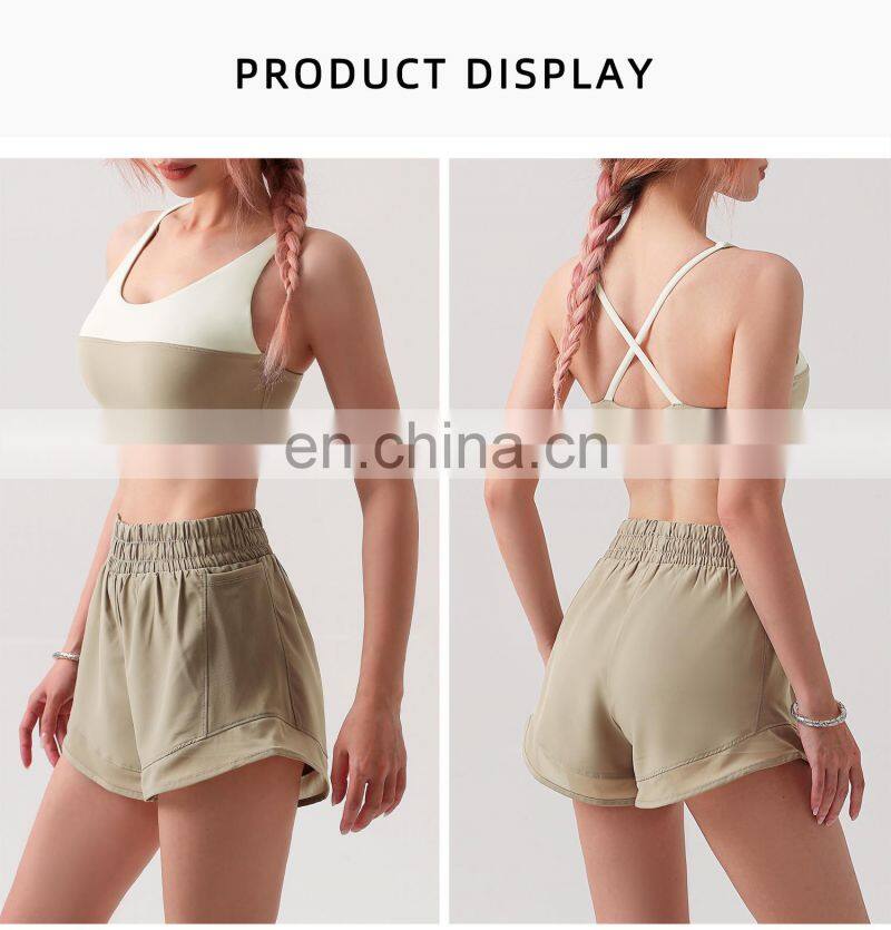 New Style Women Contrast Color Sports Fitness Bras Cross Back Gym Workout Tops