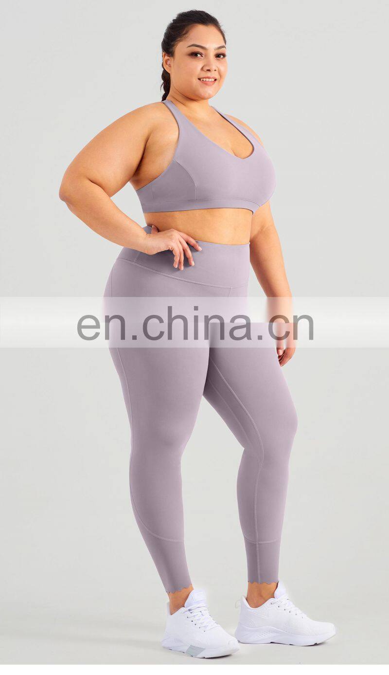 Custom Women High Impact Sports Bras With Racer Back Plus Size Workout V Neck Gym Top