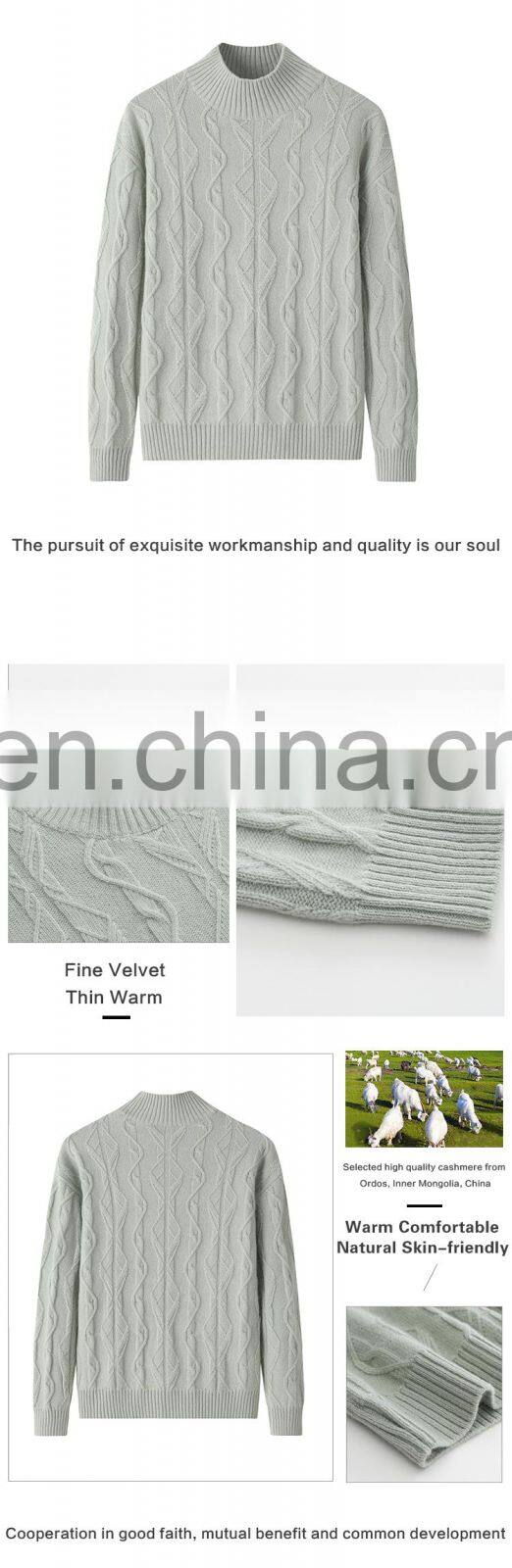 Women's 100% Cashmere Sweater Wholesale Half High Neck Collar Private Label Knitted Casual Style Solid Crew Neck Front Winter