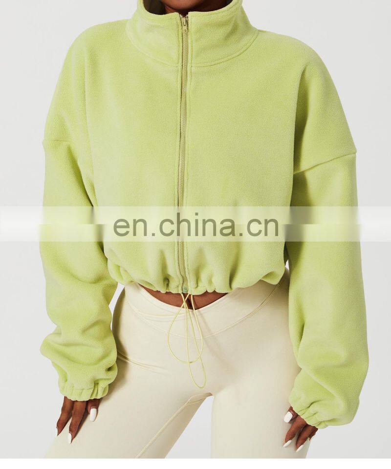 Winter Outdoor Adjustable Polar Fleece Jackets Custom Women Full Zipper Sherpa Coats