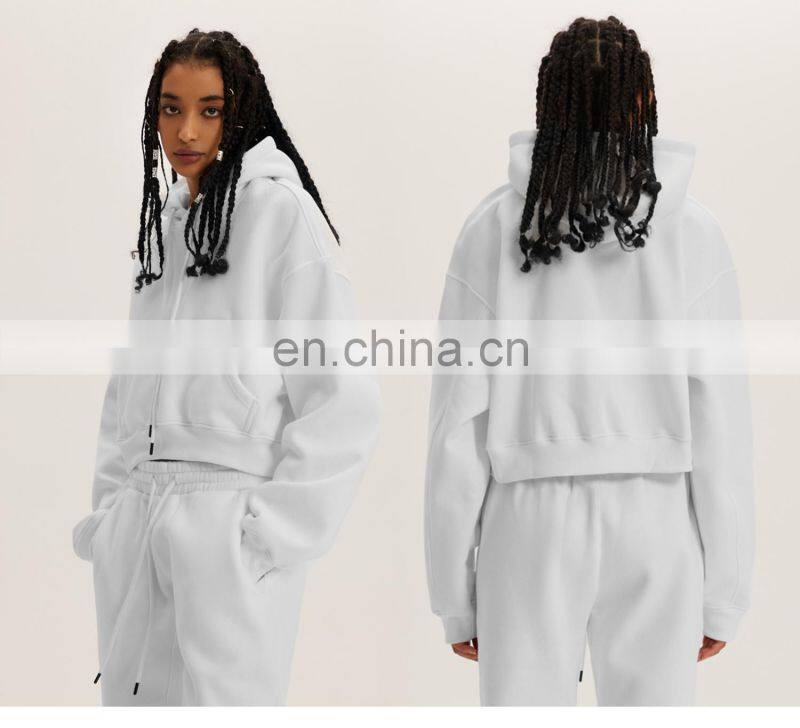 Fall Tiktok Women Drawstring Cropped Hoodies Pockets Plain Long Sleeve Pullovers