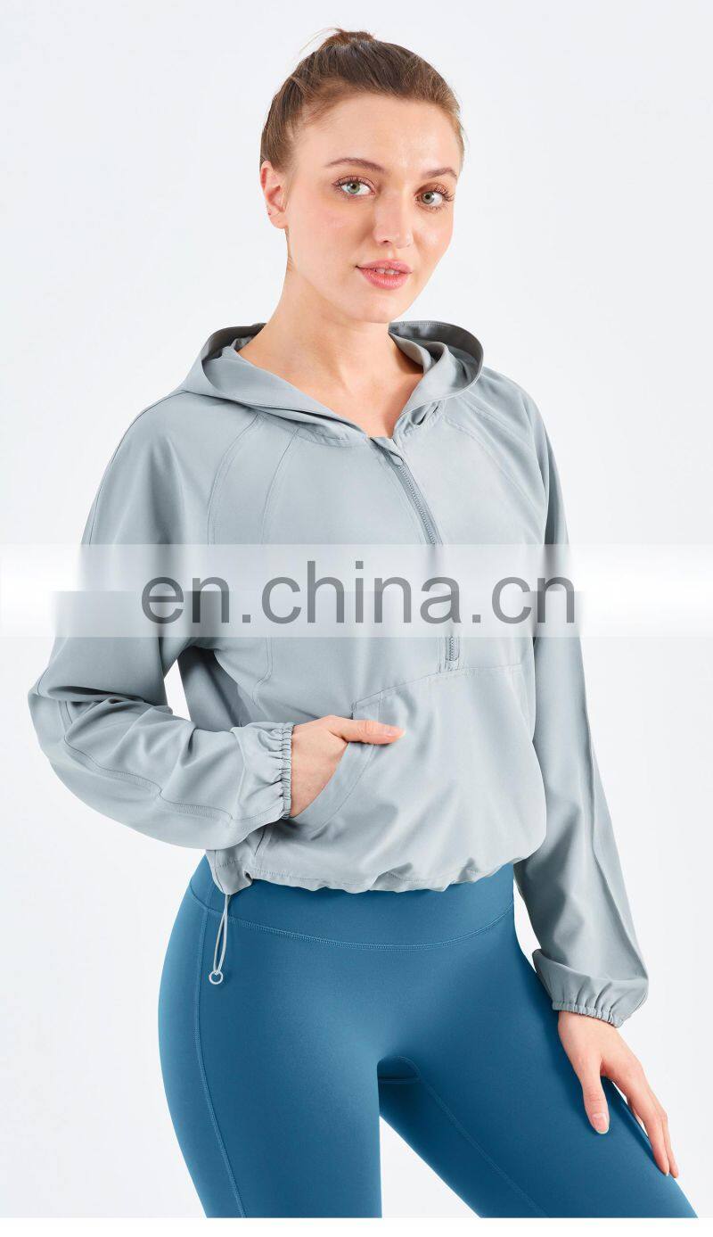 New Drop Women's Jackets Waterproof Sun UV Protection Run Half Zipper Hoodie Yoga Jacket