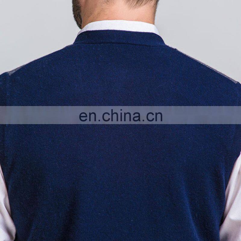 Custom Sleeveless Button Cardigan V-Neck Men's Vest Waistcoat Knitted Weaving for Spring Season