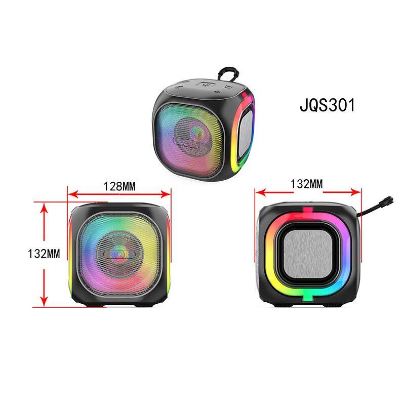 JQS301 OEM bass sound portable 3-inch speaker 8W power wireless bluetooth speaker with Colorful light