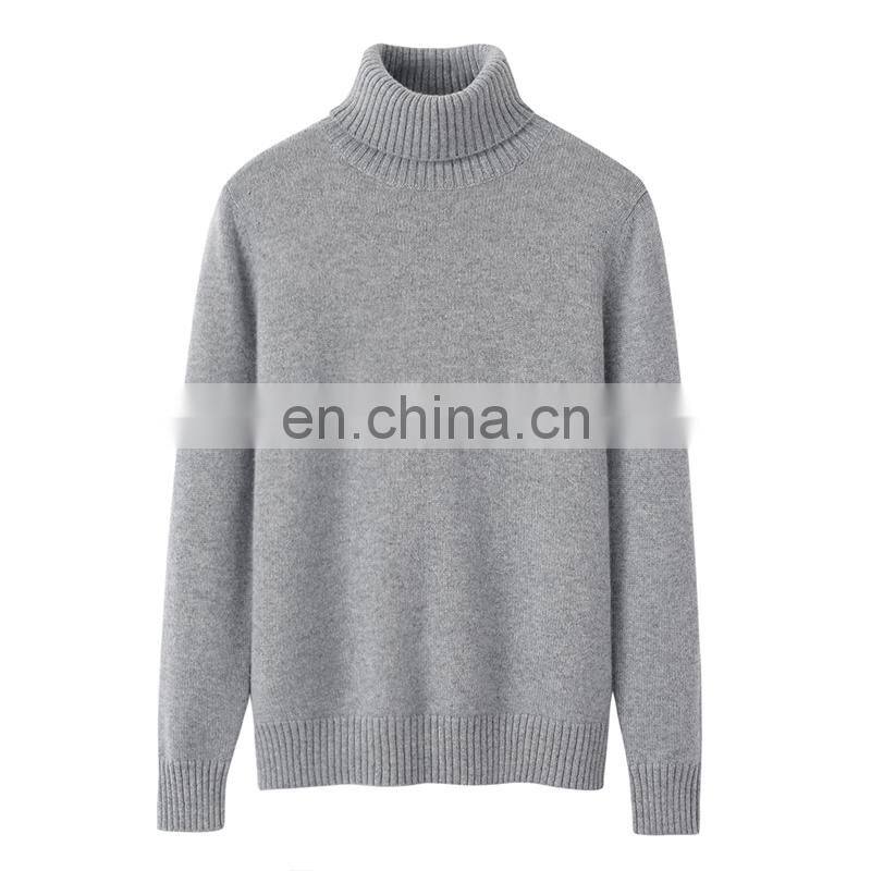 Custom 100% Cashmere Turtleneck Sweater Solid Pattern Long Sleeve Winter Knit Casual Style with Front Logo