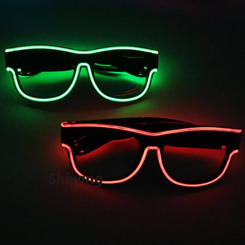 Party Decoration Black Lens USB Charging EL Light up Sunglasses Wireless Rechargeable LED Glasses