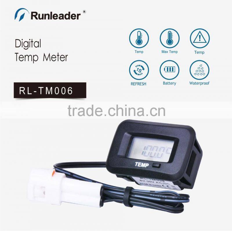 NInE-ROnG Engine Temperature Gauge & Voltmeter With Clock - 24H Display, Overheat Alert, Green Backlight For Lawn Mowers, Motorcycles, Tractors