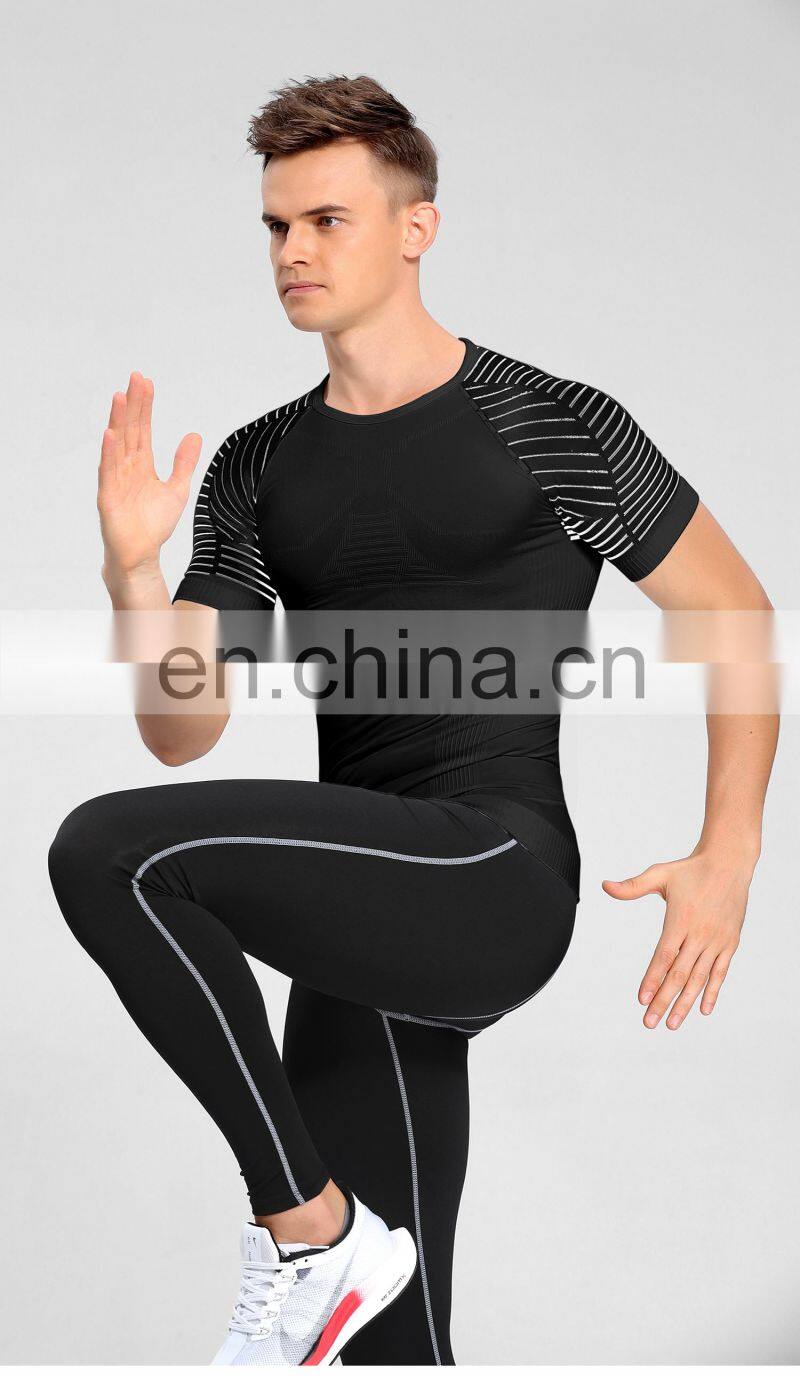 Wholesale New Ribbed Knitted Sports Men's T Shirts Breathable Training Shirt