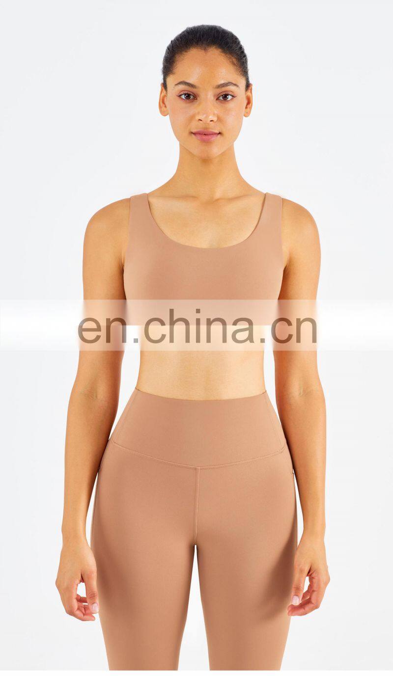 US Size High Stretch Yoga Bra Full Cover Fitness Sexy Woman Sports Bra Top Fitness Square Neck