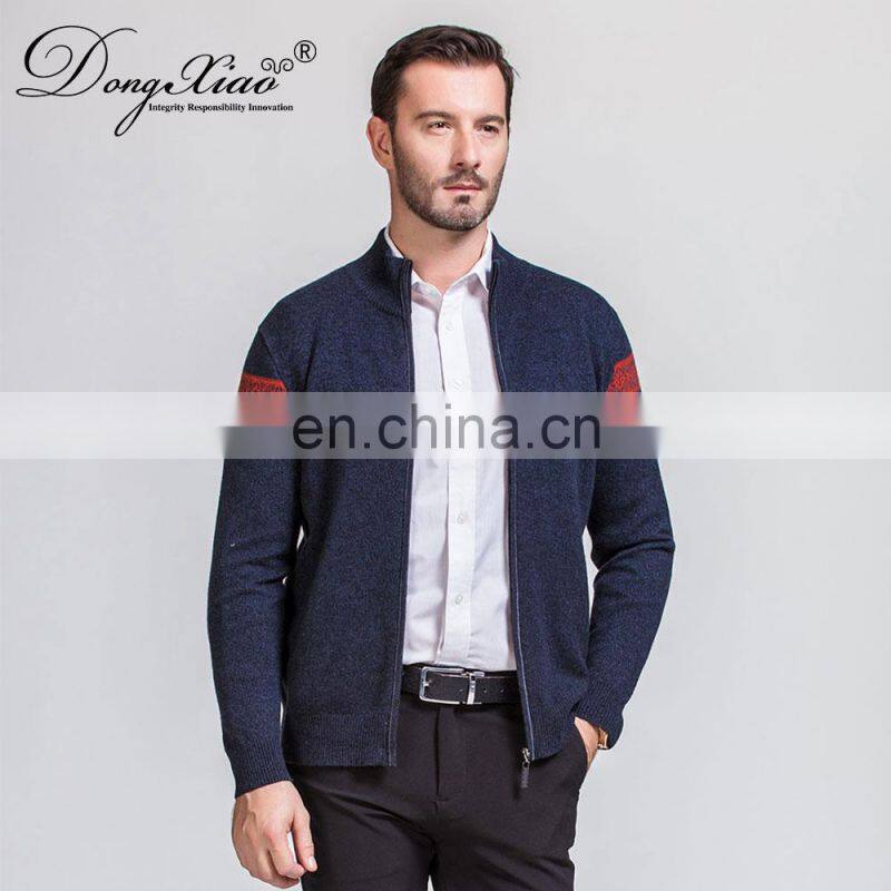 Men's Winter Wool Zipper Knit Cardigan Wholesale Crew Neck Jacket Sweater