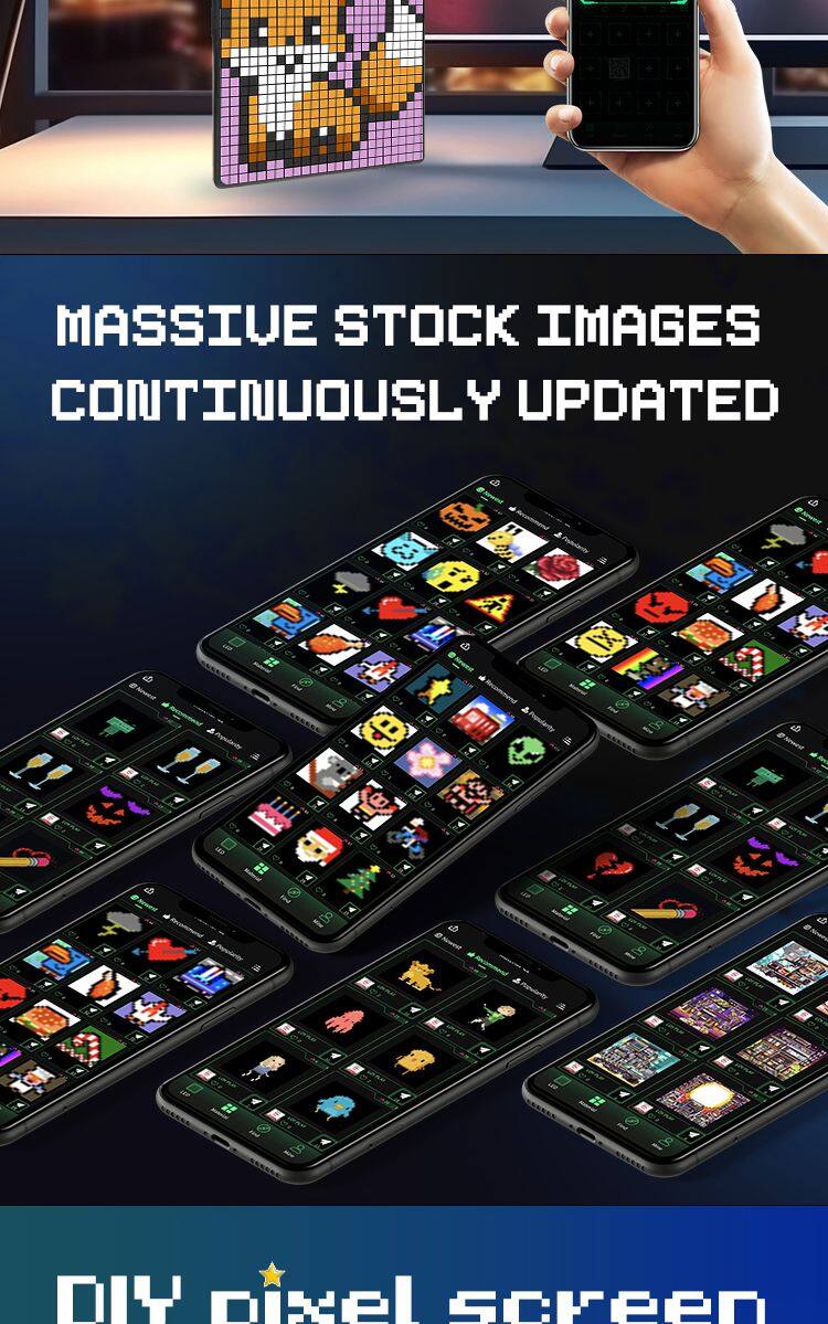 16x16 32x32 64x64 App Control Led Art Pixel Display Picture Frame Digital Pixel Dot Screen Art Display Screen for Desk