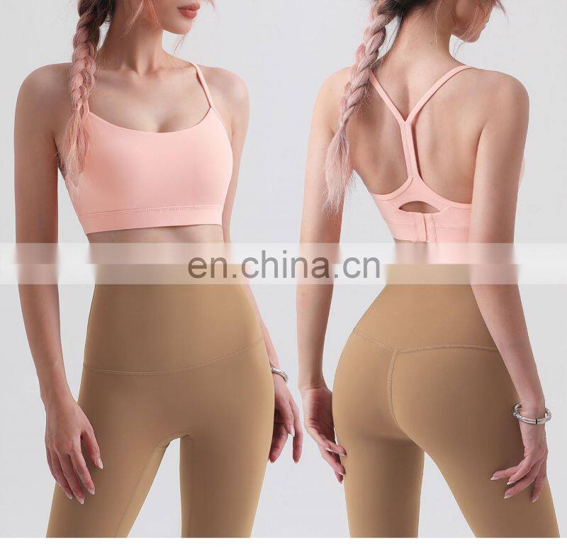 Factory Sale Nude Adjustable Sports Bra Fitness Gym Backless Women Crop Top