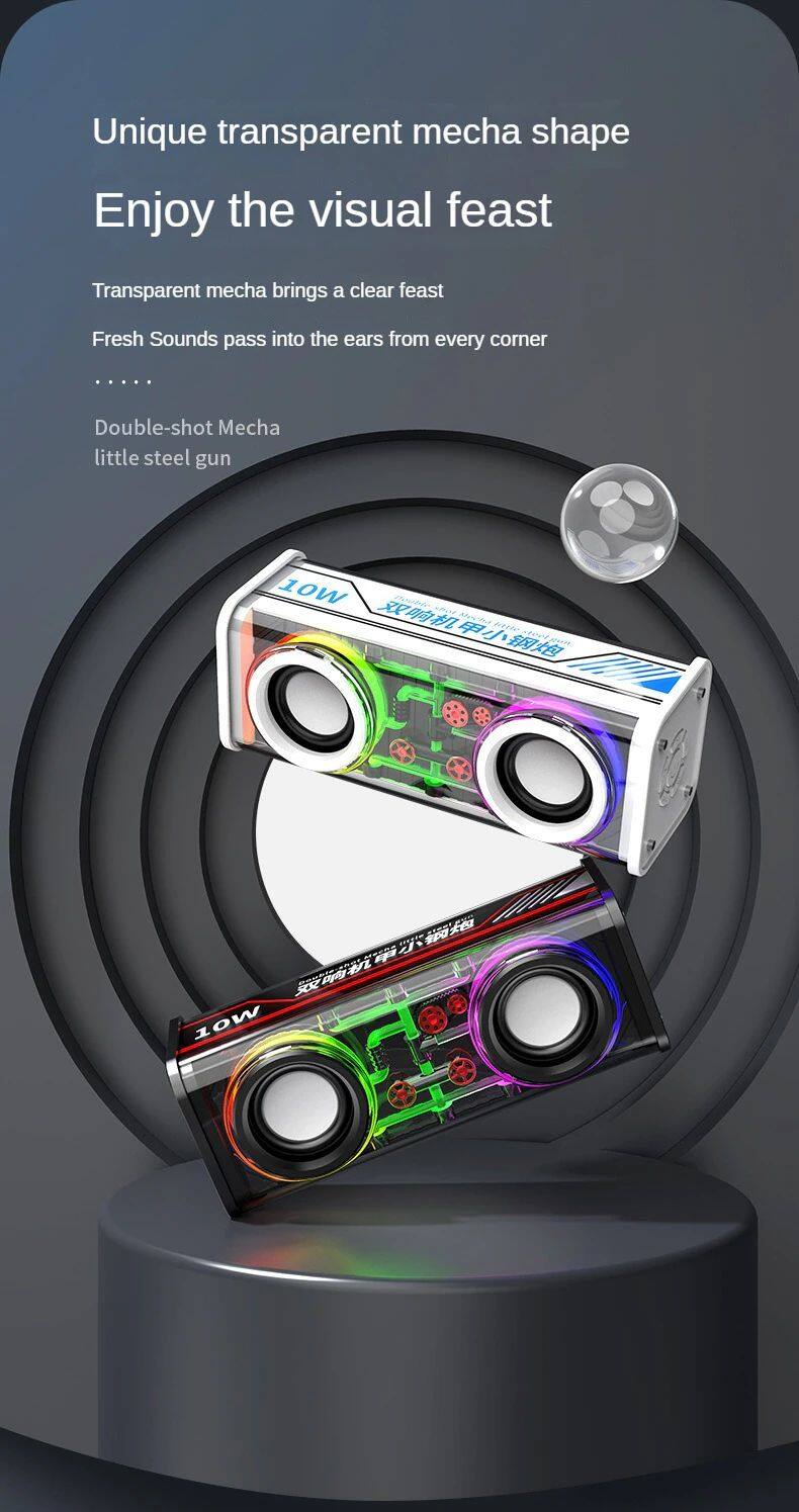 V8  New Arrived LED  Night Light  Multi Transparent Bluetooth Speakers RGB Light Wireless Outdoor Sports Bluetooth Speaker