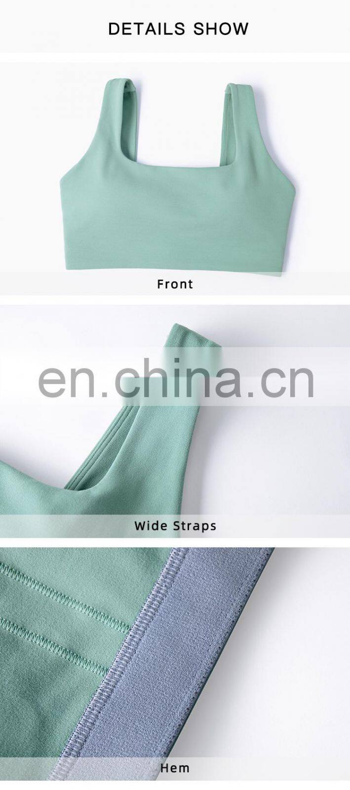 US Size High Stretch Yoga Bra Full Cover Fitness Sexy Woman Sports Bra Top Fitness Square Neck