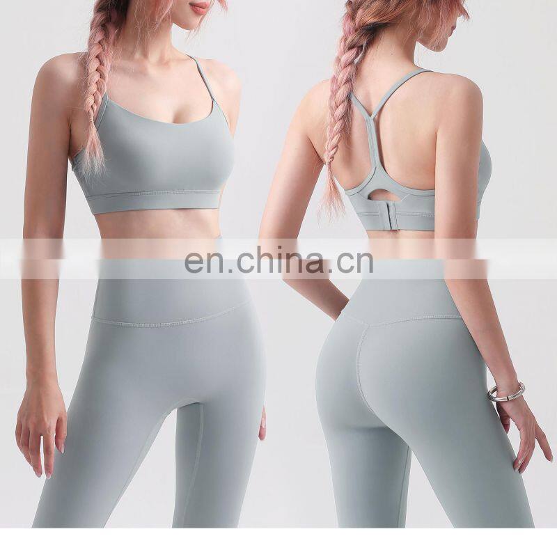 Factory Sale Nude Adjustable Sports Bra Fitness Gym Backless Women Crop Top