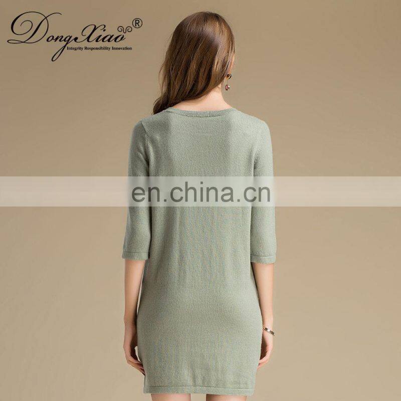 Basic Design Women's Causal Knit O-Neck Cashmere Sweater OEM Service Available