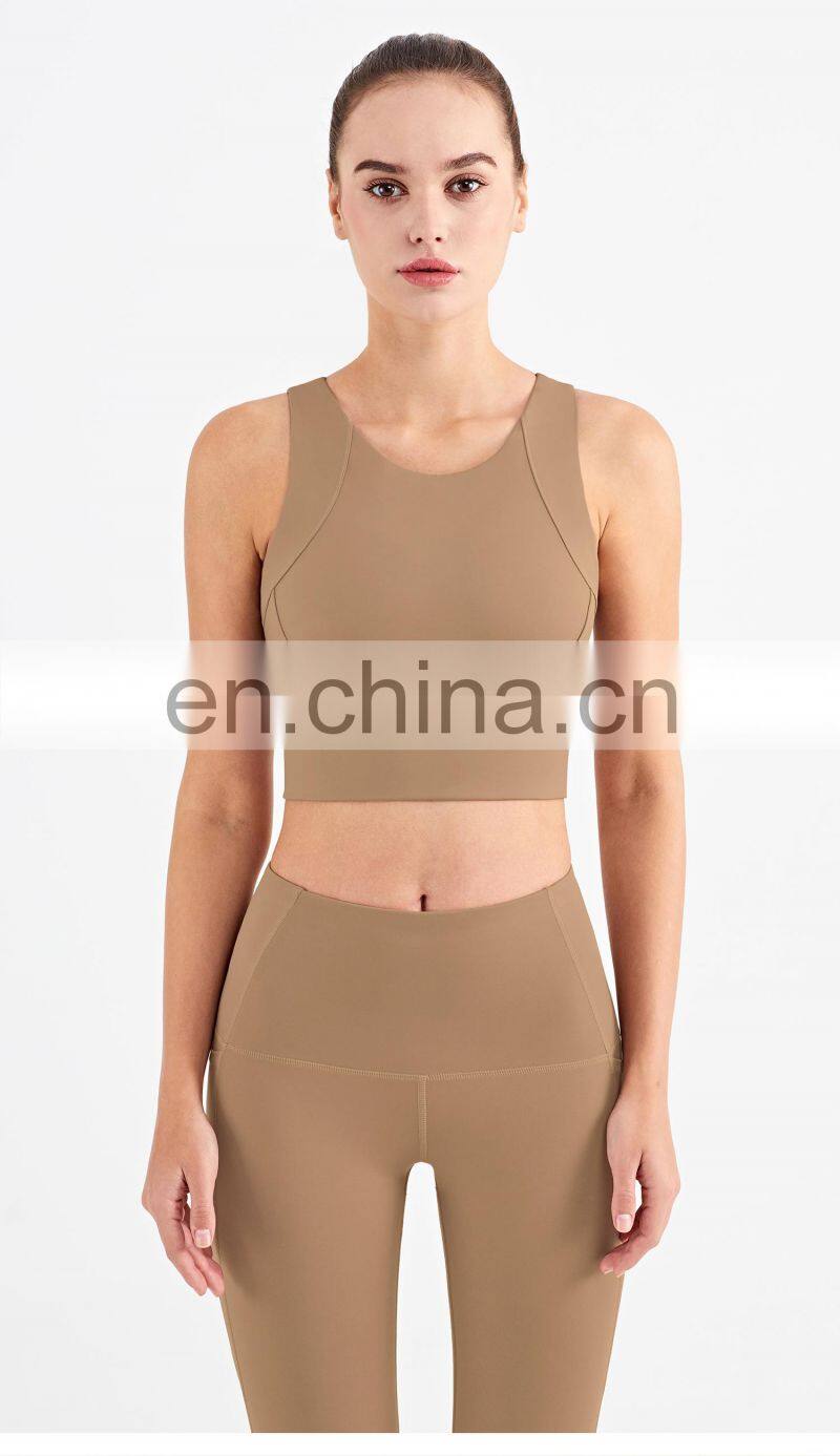 Fashion Custom Sports Bra With High Neck Running Shockproof Yoga Bra Fitness Tank Top Women