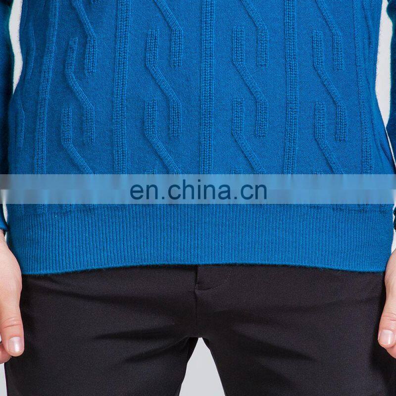 Classic Men's Merino Wool V-Neck Cable Pullover Winter Knitted Sweater