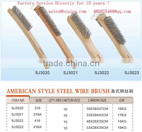 SB319/BB) 3 x 19 Soft Grip Brass Wire Brush W/Scraper, Labelled