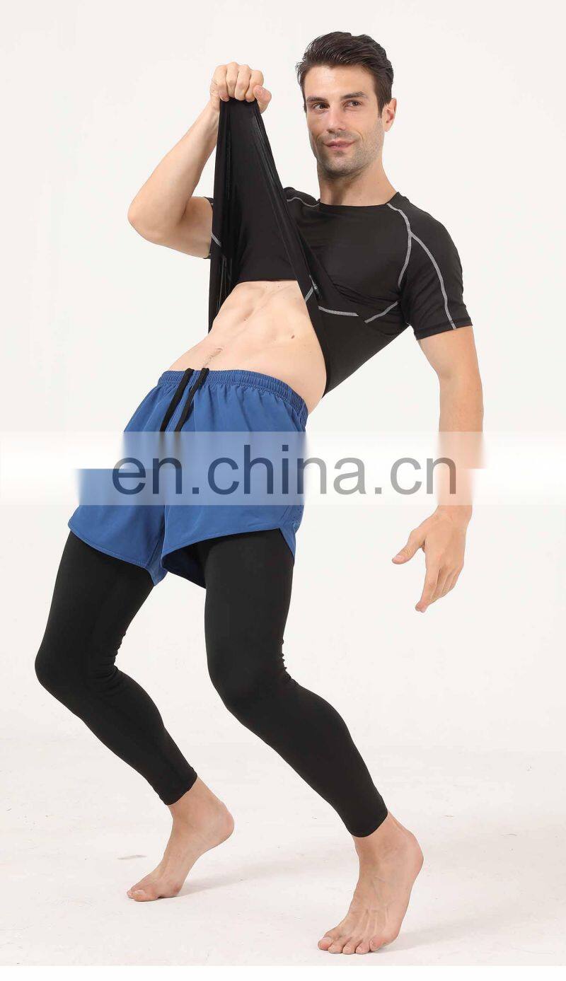Quick-Drying Men's Leggings Casual Tights Body Two Pieces Running Fitness Sports Shorts