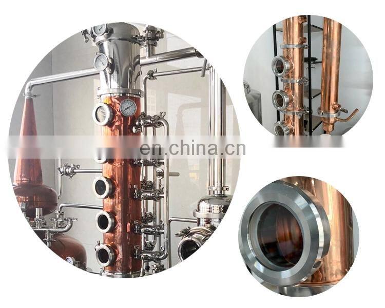 Turnkey Vodka Whiskey Gin Rum Brandy alcohol distillation equipment copper still