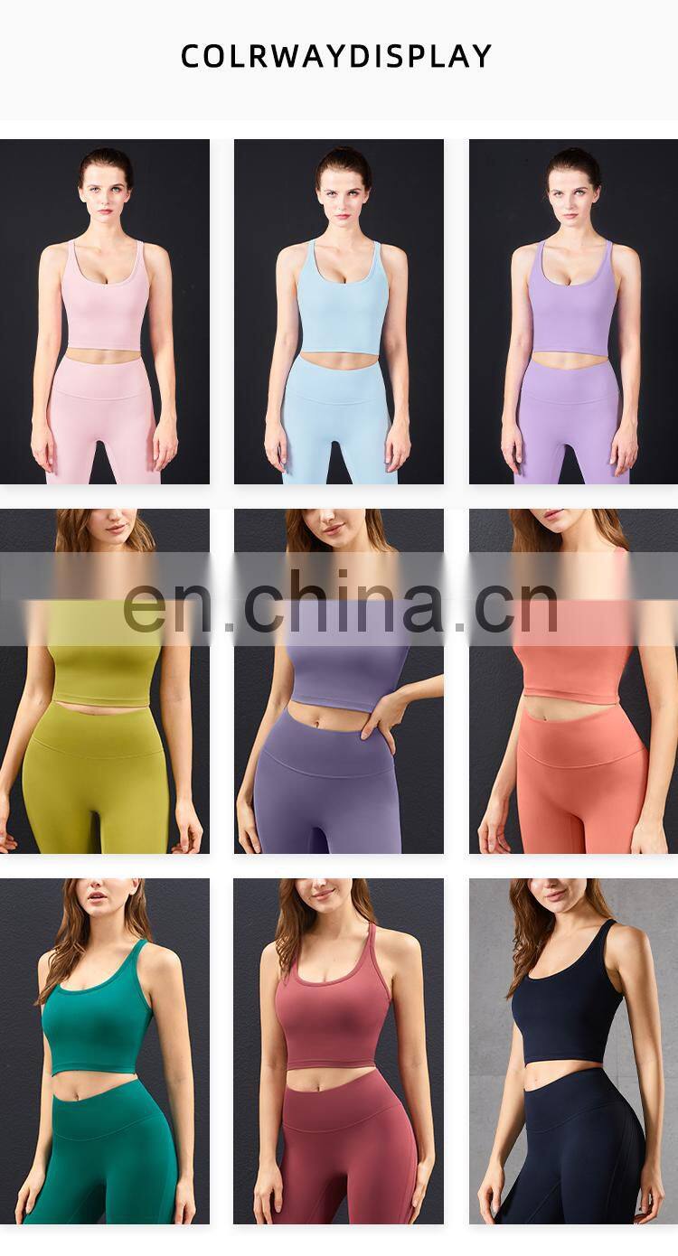 ECO Fabric Longline Racer Back Padded Sports Bra For Women Fitness Workout Toga Crop Tops