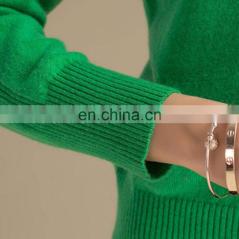 Crew Neck Knitted Cashmere Wool Mix Spring Women Sweater Cardigan with Button