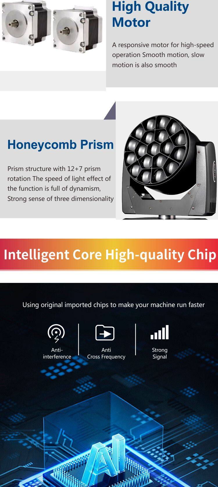 FY-1915 19x15W 4in1 Osram Light Stage Moving Head Light Wash Zoom Beam Light Bee Eye with DMX Control for Stage Night Club Bar Party Dj Ktv