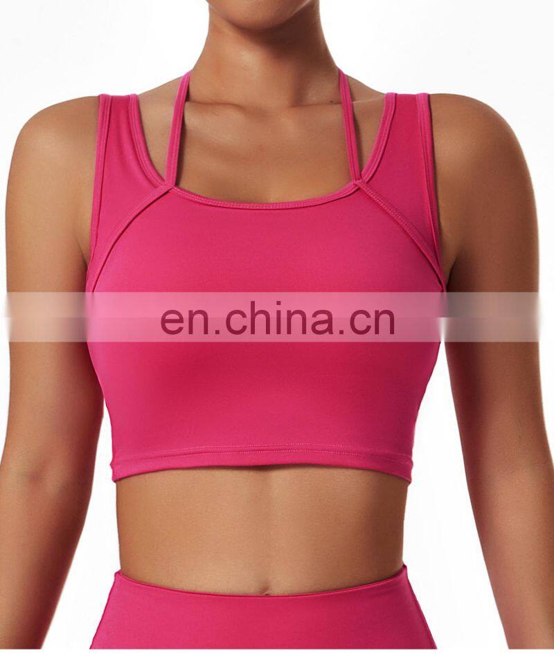 Halter Neck Fitness Women Sports Bras Factory Sales Sexy Wide Straps Yoga Tank Tops