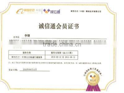 Alibaba Interity Member Certificate