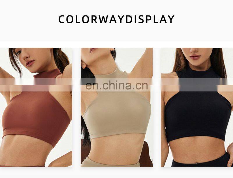 Custom Sexy Adjustable Invisible Zipper Sports Bras Women High Impact Backless Yoga Tops