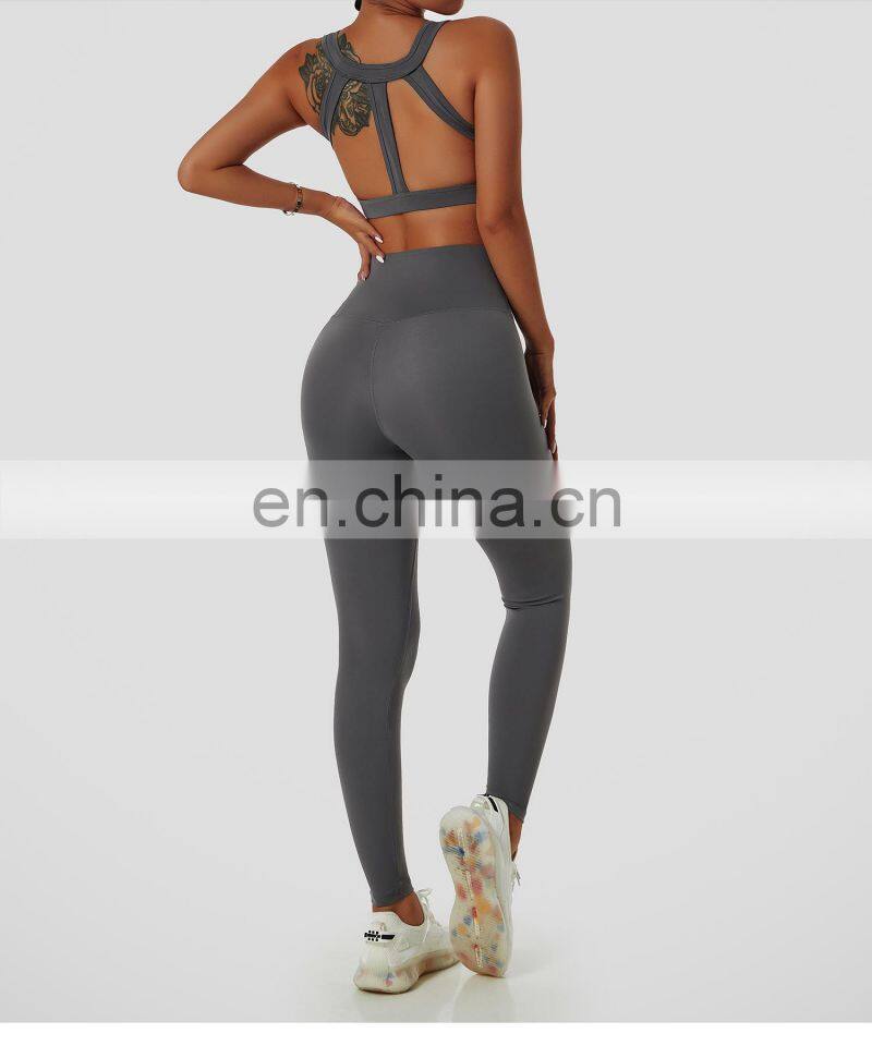 Wide Shoulder Straps Sexy Sports Bras Wholesale Backless Four Way Stretch Yoga Tops