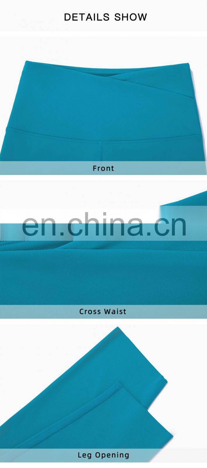 New Arrival Half Cross Waist Yoga Leggings With Seamless Leg Opening Gym Sports Pants