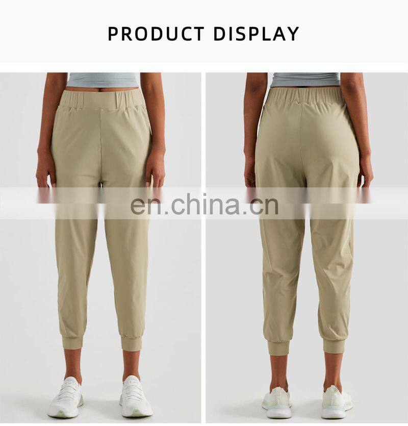 Custom Quick Dry Women Jogging Loose Casual Pants Side Pockets Yoga Fitness Leggings