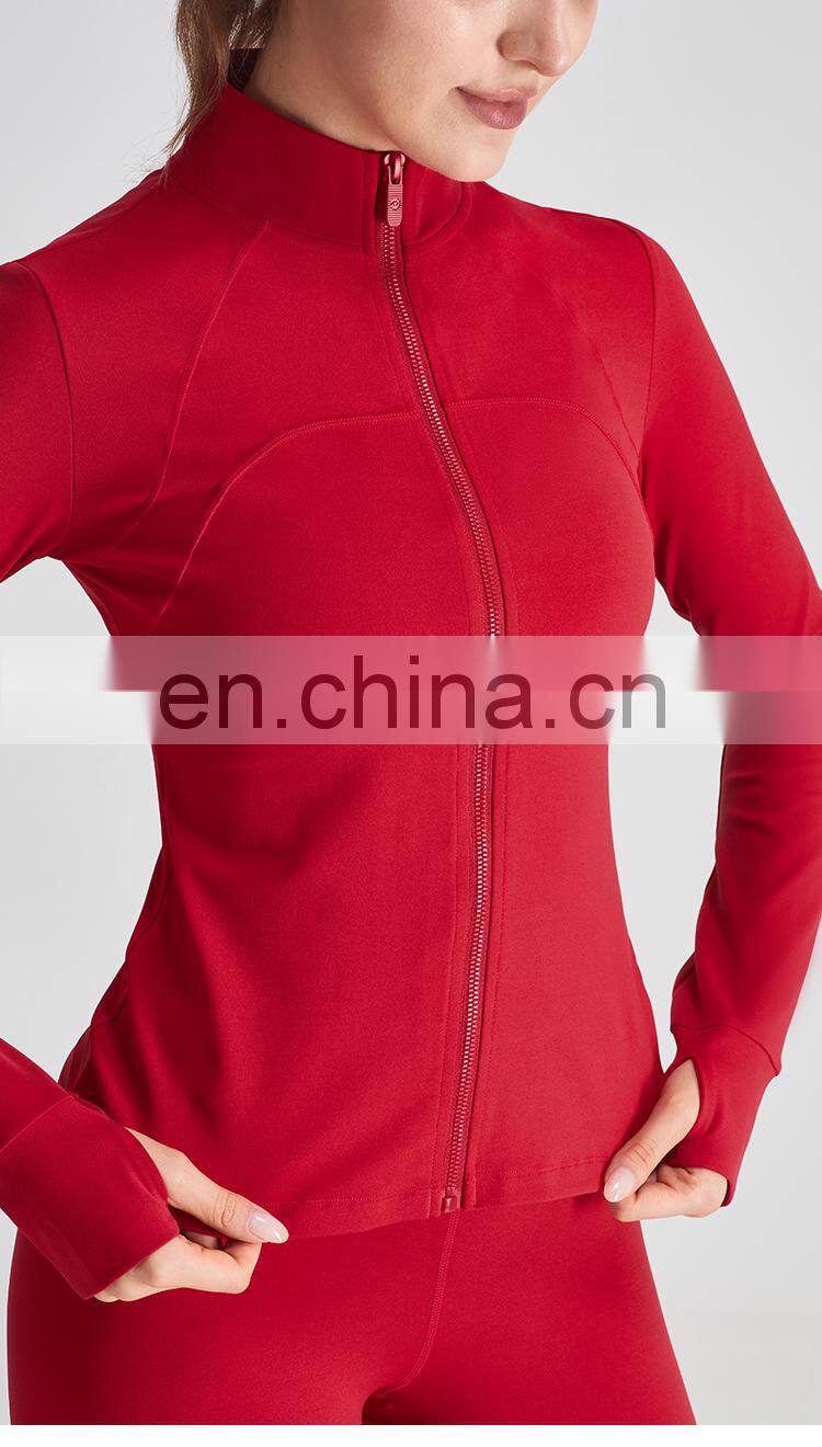 Christmas 2022 Custom Logo Sport Wear Thumb Holes Gym Jacket Women Long Sleeve
