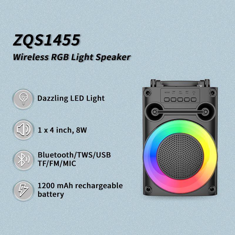 ZQS1455 OEM bass sound portable 4-inch speaker 8W power wireless bluetooth speaker for outdoor