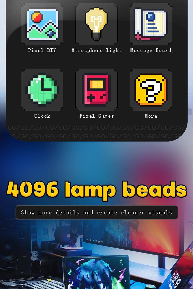 64*64 Automotive Atmosphere Pixel Screen Bluetooth Pixel Screen DIY Decorative Lights Modification Universal Car Ambient Light