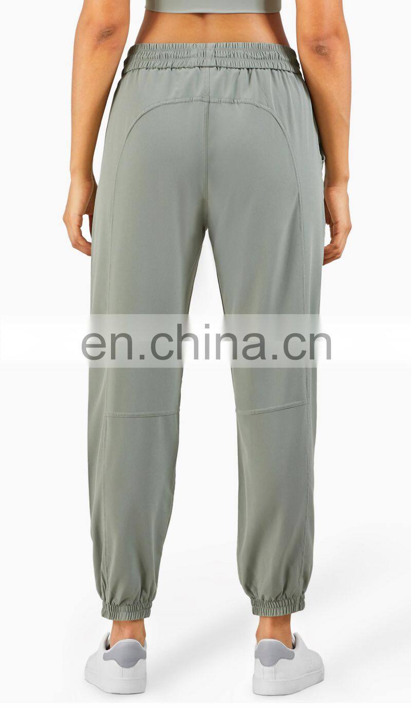 UV Protection Outdoor Sweatpants Drawstring Gym Jogger Woman Yoga Pants With Pocket