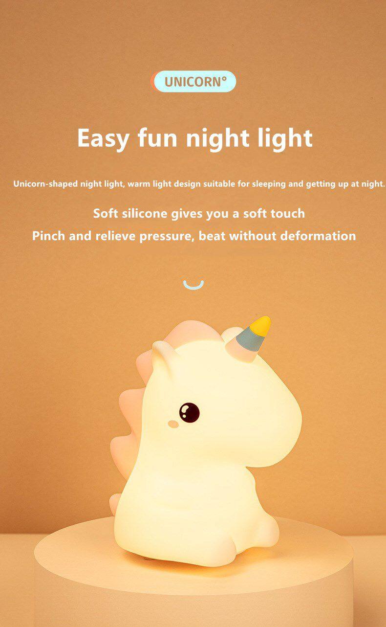 Creative Unicorn Nightlight Children Feeding Sleep Pat Light Bedroom Night Light