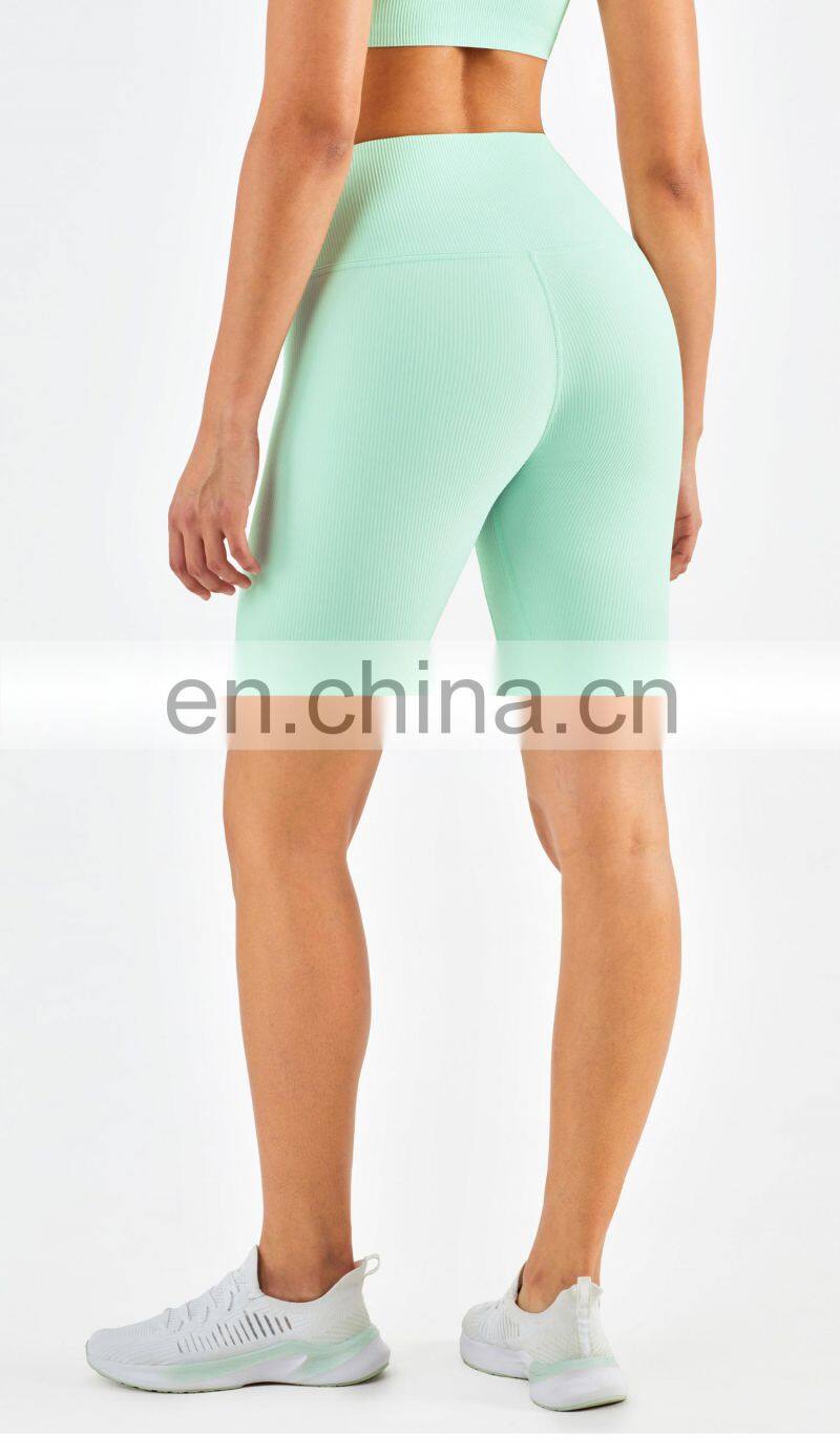 OEM Service Sportswear Women's Rib Short Fitness Gym Yoga Short Without T Line
