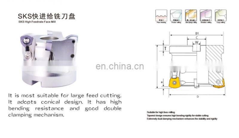 Factory SKS fast feed face milling cutter head NC cutter fast feed face milling cutter head